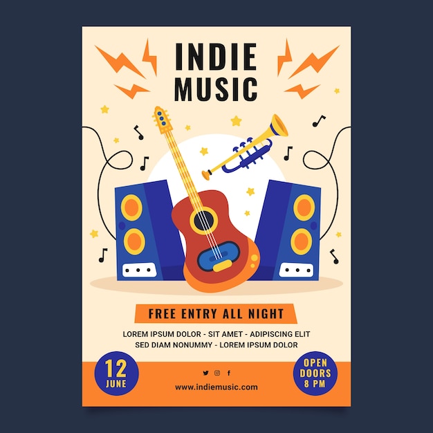 Free Vector hand drawn indie music poster design