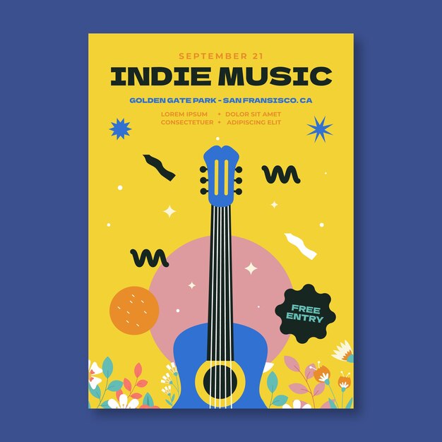 Hand drawn indie music poster design