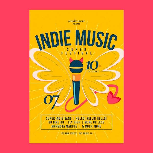 Free vector hand drawn indie music poster template