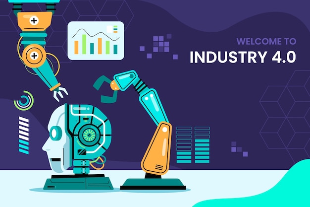 Hand drawn industry 4.0 background design