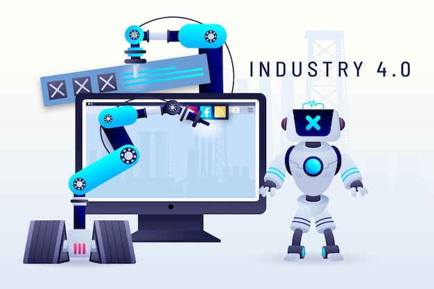 Hand drawn industry 4.0 background design