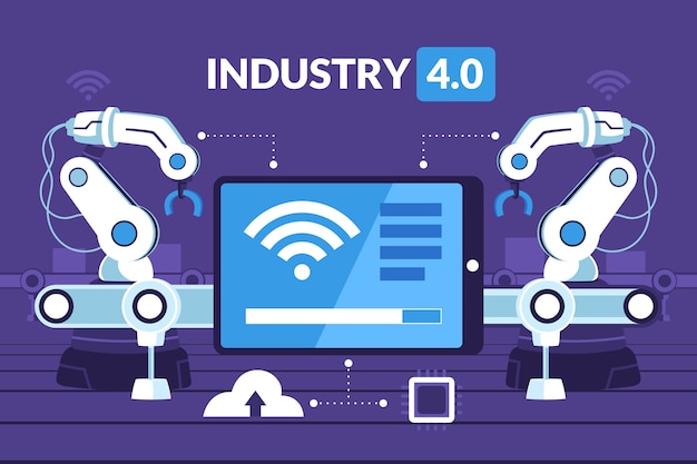 Free Vector hand drawn industry 4.0 background