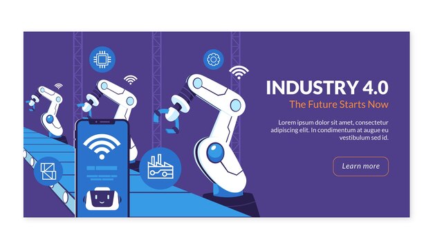 Hand drawn industry 4.0 banner design