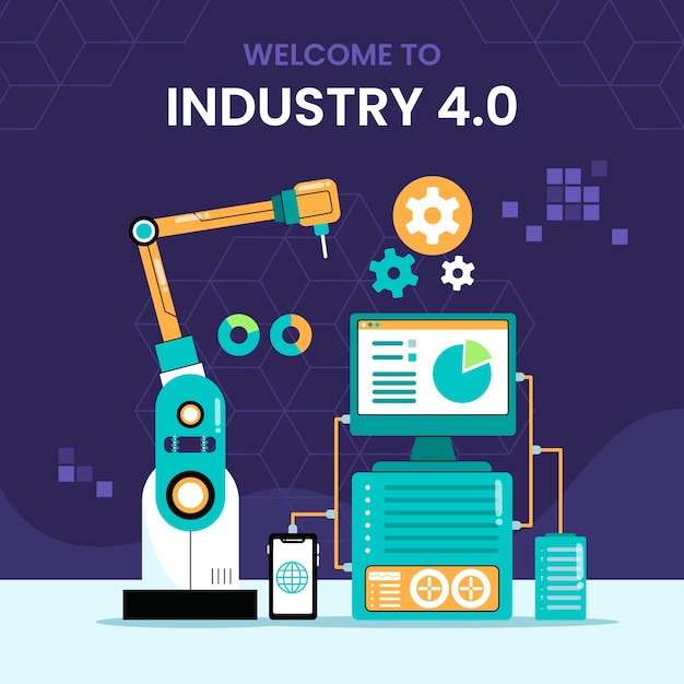 Hand drawn industry 4.0 illustration