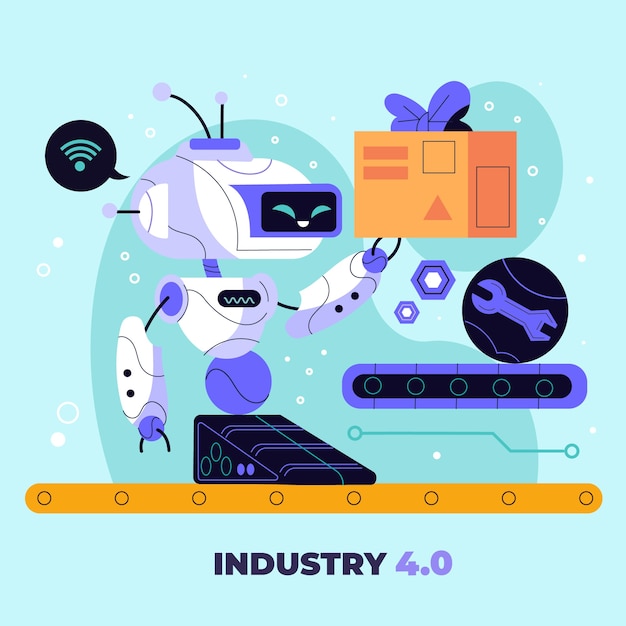 Hand drawn industry 4.0 illustration