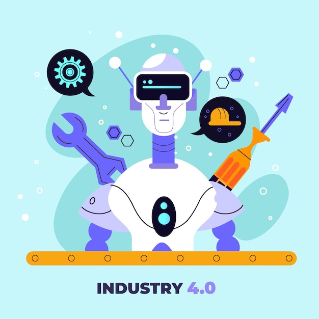 Hand drawn industry 4.0 illustration