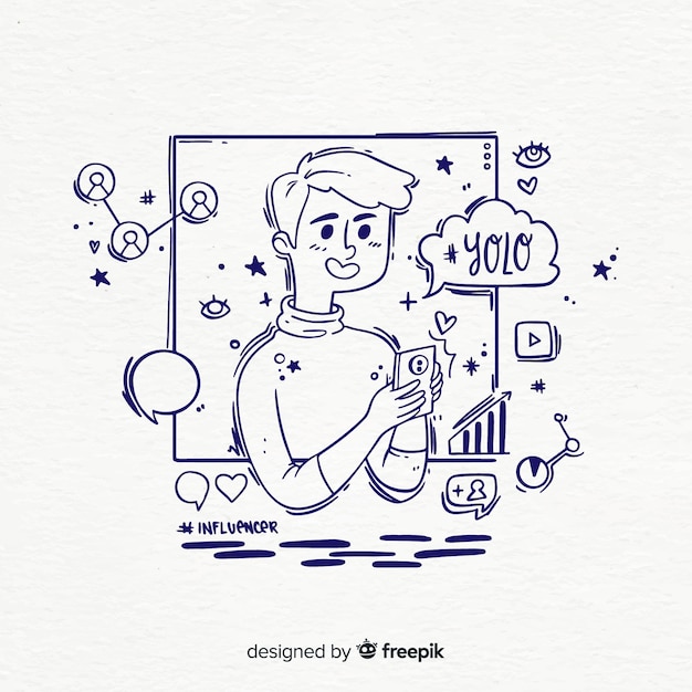 Free Vector hand drawn influencer boy illustration