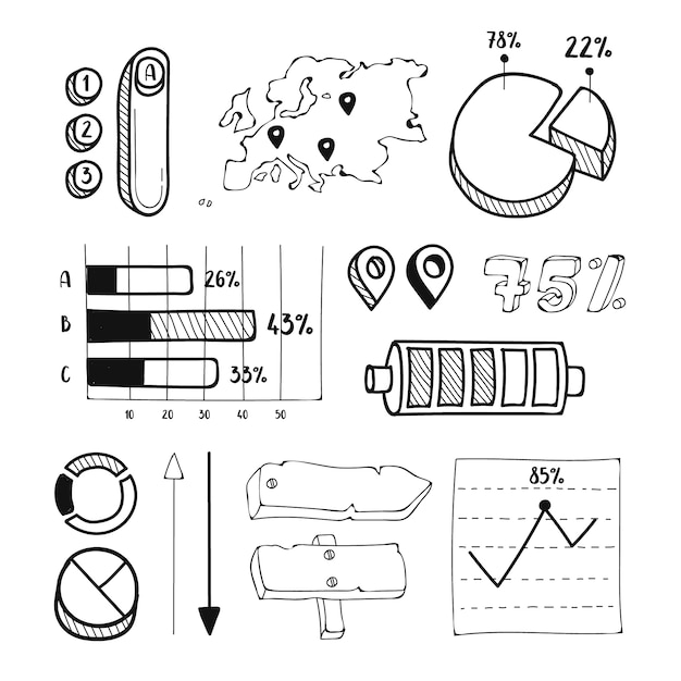 Hand drawn infographic element collection