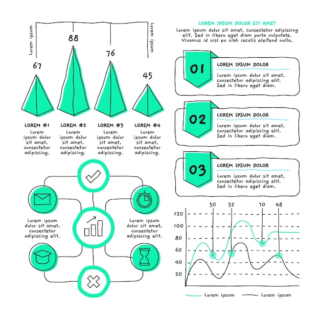 Free vector hand drawn infographic element pack