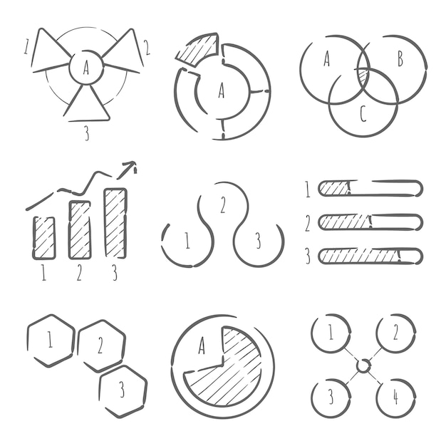 Hand drawn infographic elements pack