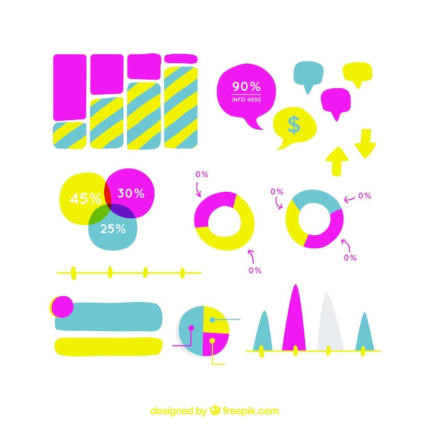 Free Vector hand-drawn infographic elements with different colors