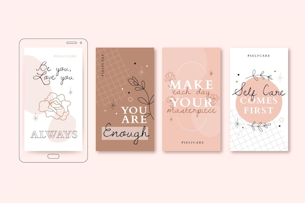 Hand drawn inspirational quotes instagram stories collection