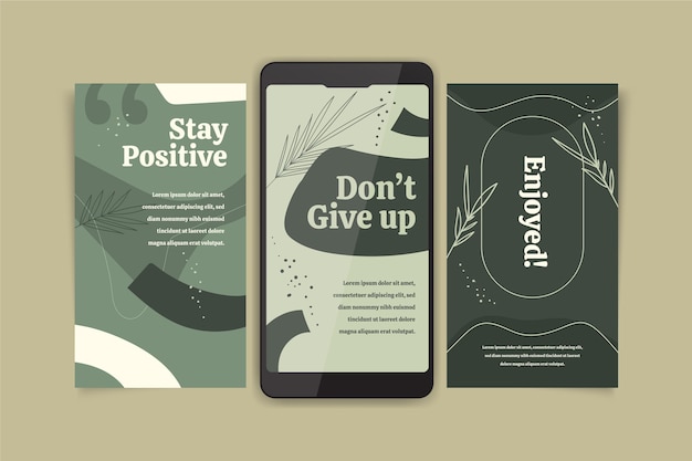 Free Vector hand drawn inspirational quotes instagram story collection