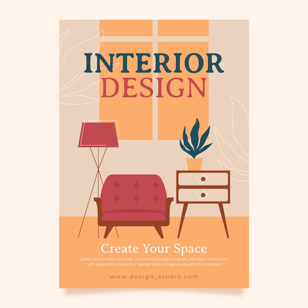 Hand drawn interior design brochure