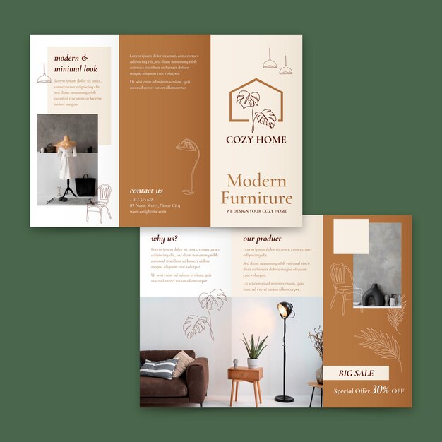 Hand drawn interior design brochure