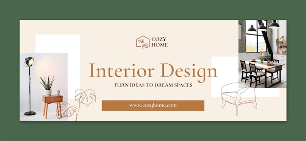 Hand drawn interior design facebook cover