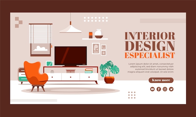 Free Vector hand drawn interior design facebook template