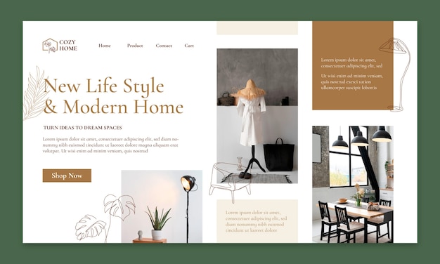 Hand drawn interior design landing page