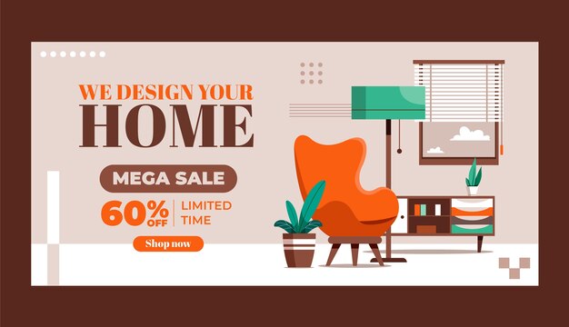 Free Vector hand drawn interior design sale banner template