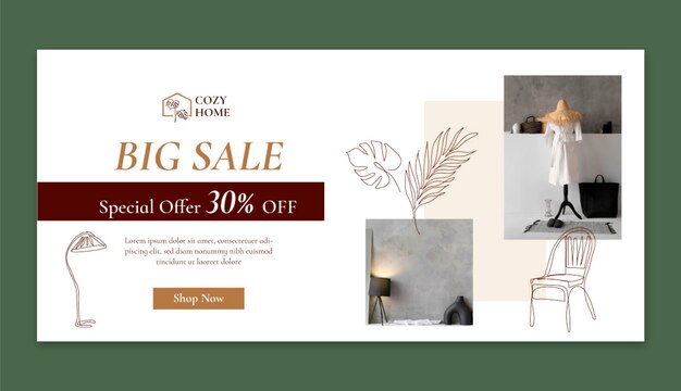 Hand drawn interior design sale banner