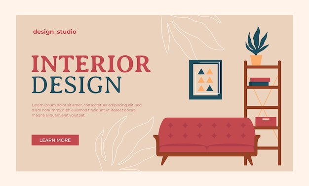 Free Vector hand drawn interior design webinar