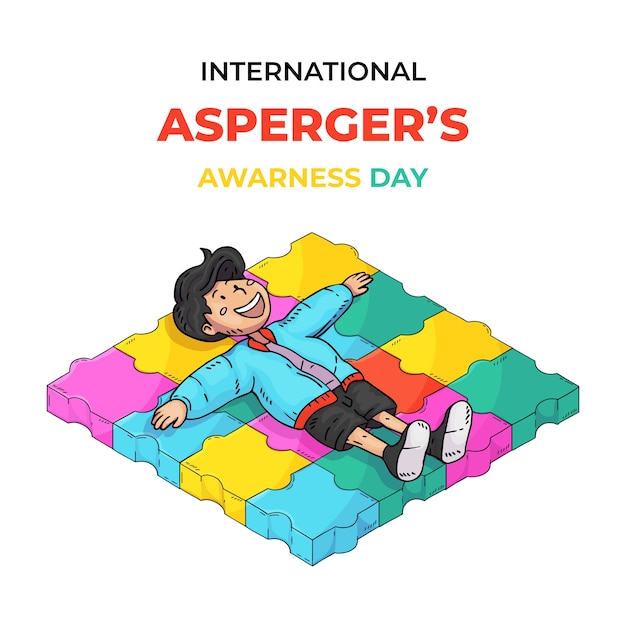 Hand drawn international asperger day illustration