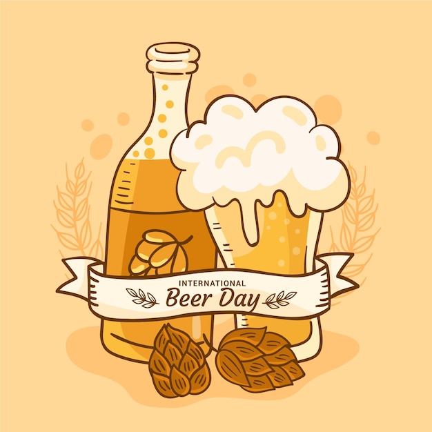 Free Vector hand drawn international beer day illustration