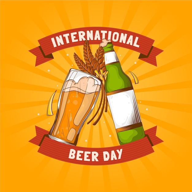 Free vector hand drawn international beer day illustration