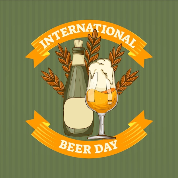 Free vector hand drawn international beer day illustration