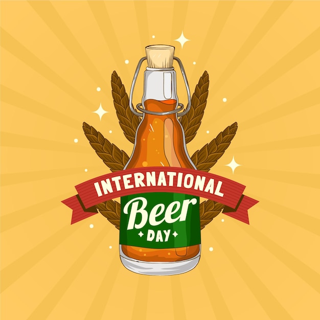 Free vector hand drawn international beer day illustration