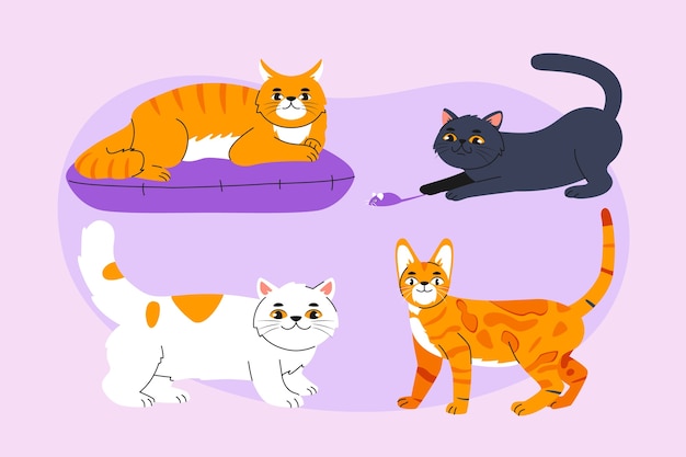 Free Vector hand drawn international cat day animals