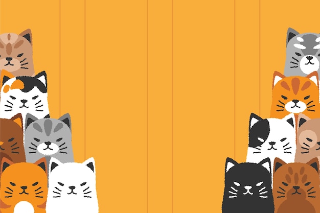 Free Vector hand drawn international cat day background with cats