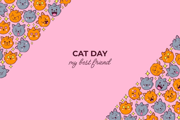 Hand drawn international cat day background