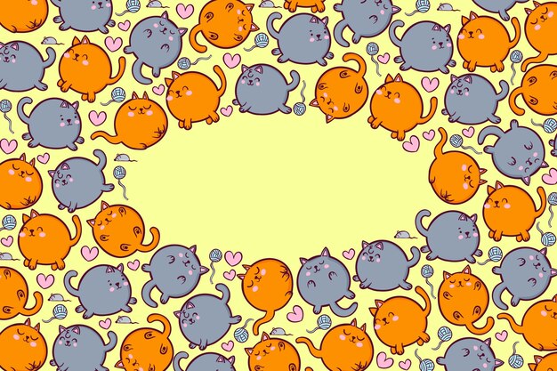 Hand drawn international cat day background