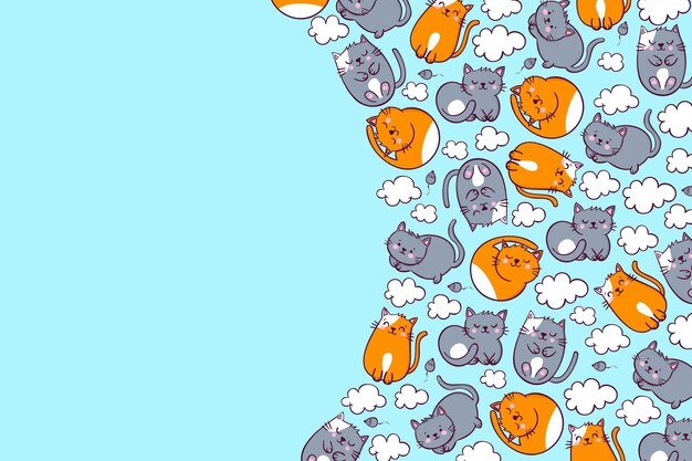 Hand drawn international cat day background