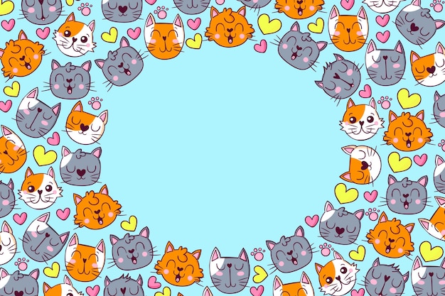 Free vector hand drawn international cat day background