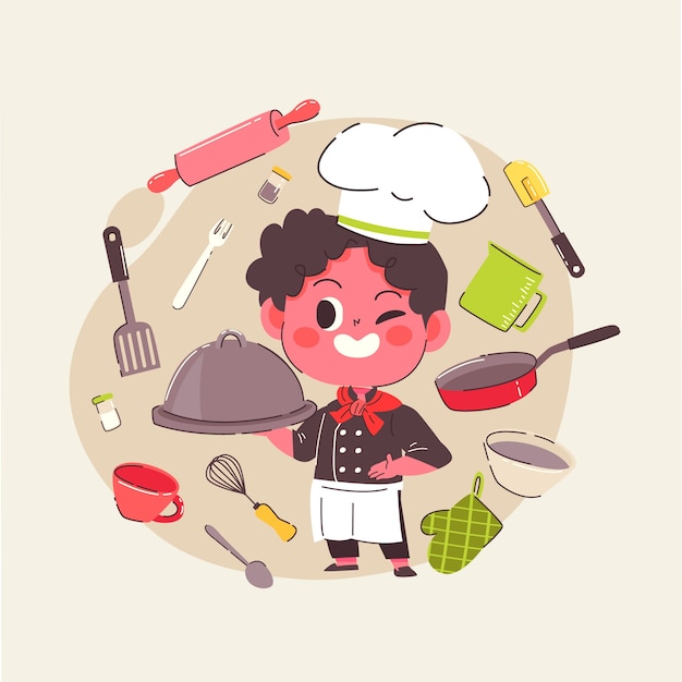 Free Vector hand drawn international chefs day illustration