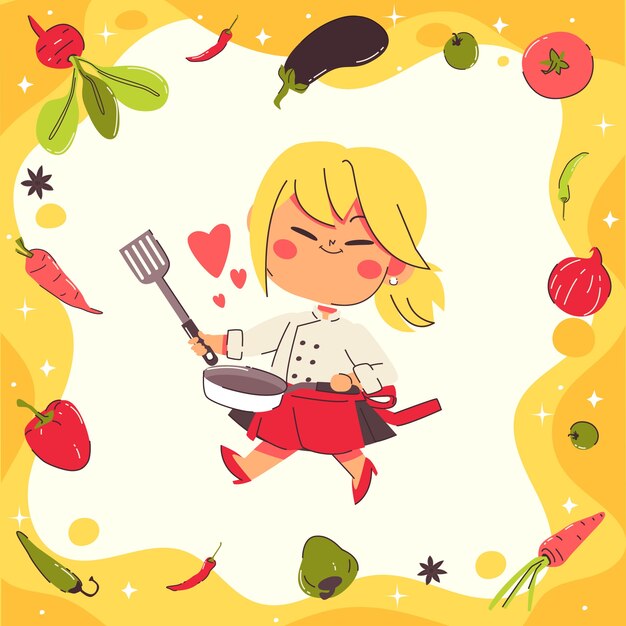 Hand drawn international chefs day illustration