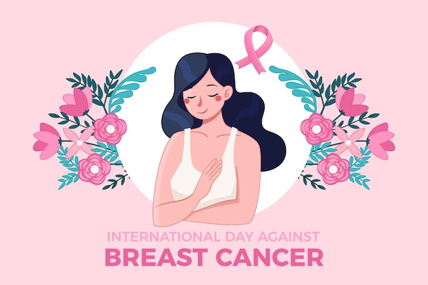 Hand drawn international day against breast cancer background