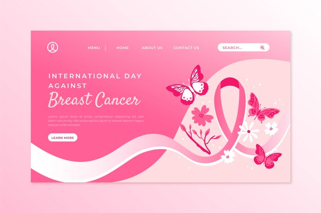 Hand drawn international day against breast cancer landing page template