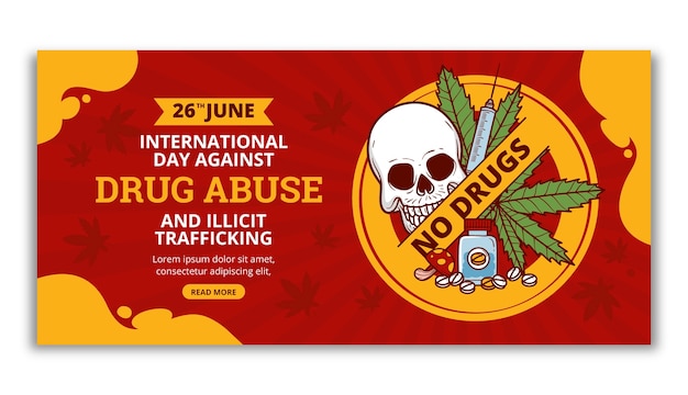 Free Vector hand drawn international day against drug abuse and illicit trafficking banner