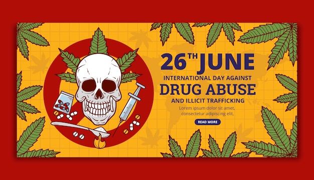 Free Vector hand drawn international day against drug abuse and illicit trafficking banner