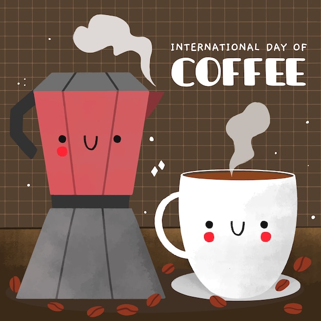 Free vector hand drawn international day of coffee