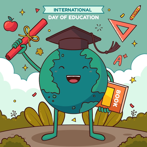 Free Vector hand drawn international day of education illustration