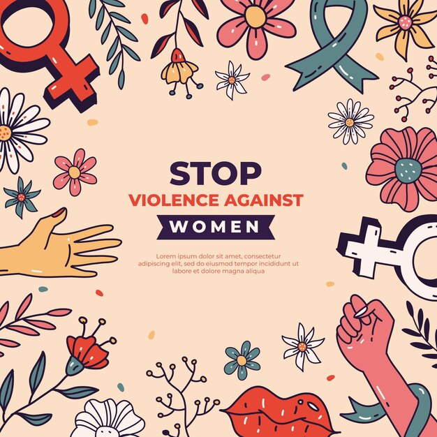 Hand drawn international day for the elimination of violence against women background