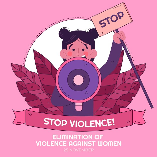 Hand drawn international day for the elimination of violence against women illustration