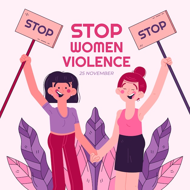 Hand drawn international day for the elimination of violence against women illustration