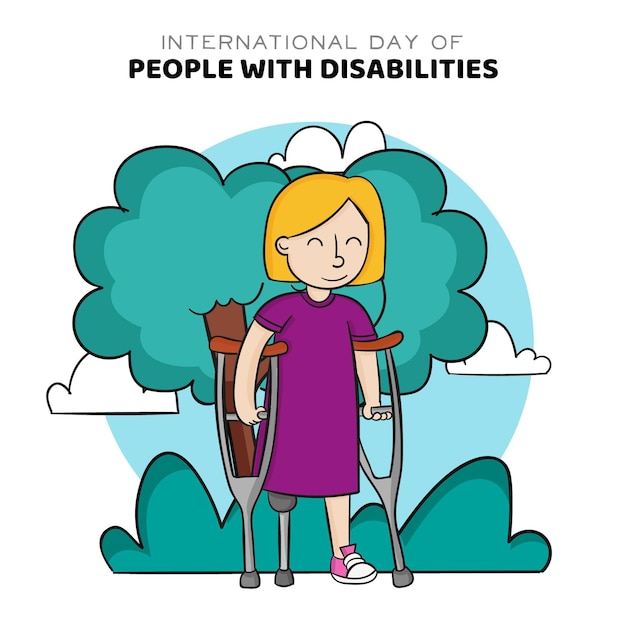 Hand drawn international day of people with disability event illustrated