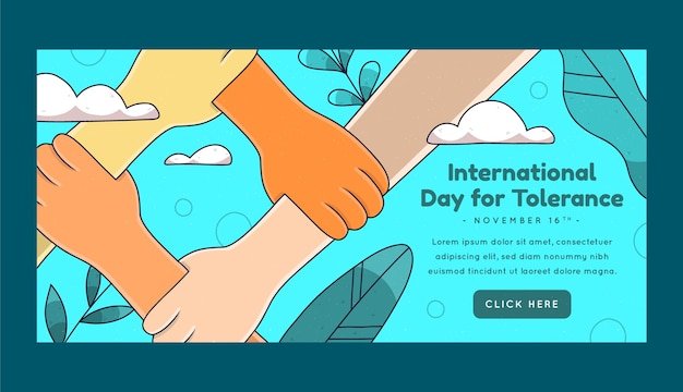 Hand drawn international day for tolerance horizontal banner template