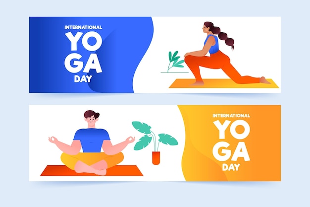 Hand drawn international day of yoga banner